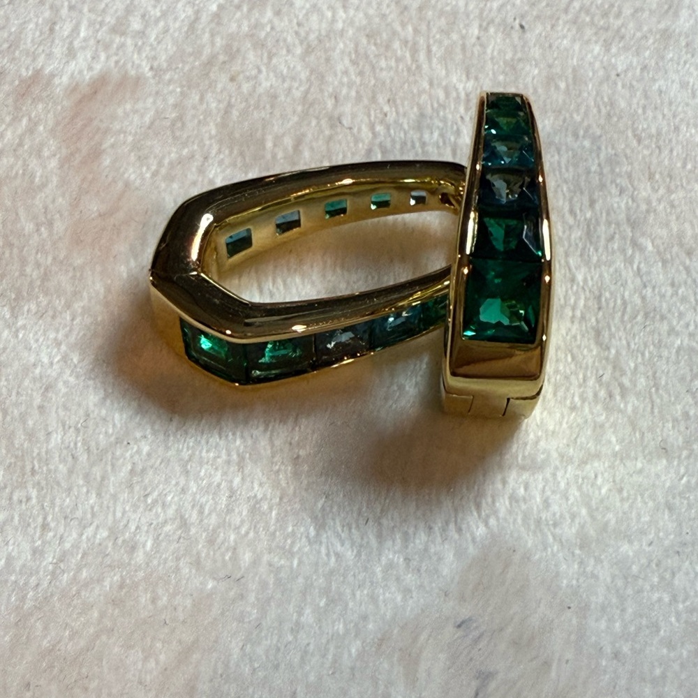 Earrings Gold and Blue Gemstone Women's NWOT pierced